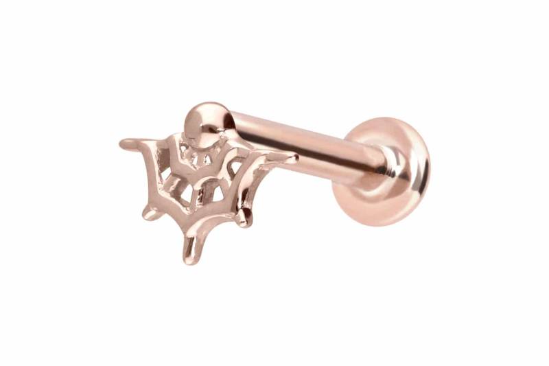 14 Karat Gold Labret mit Innengewinde SPINNENNETZ von Piercingline