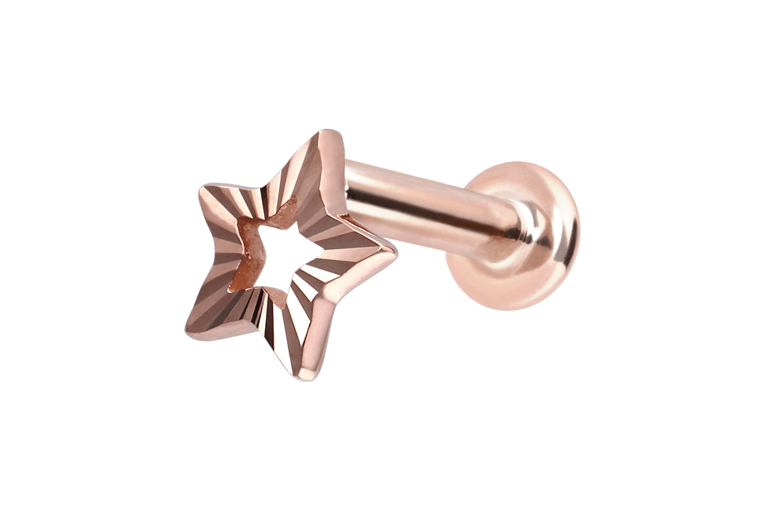 14 Karat Gold Labret mit Innengewinde STERN von Piercingline