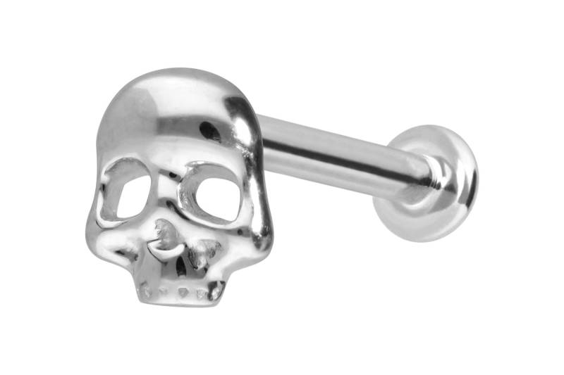 14 Karat Gold Labret mit Innengewinde TOTENKOPF von Piercingline
