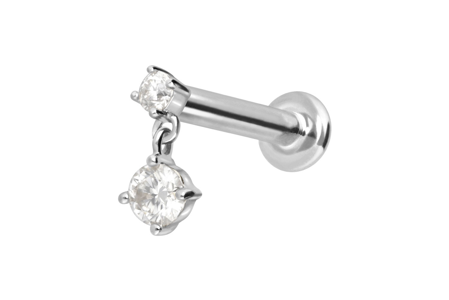 14 Karat Gold Labret mit Push Fit 2 MOISSANITE von Piercingline