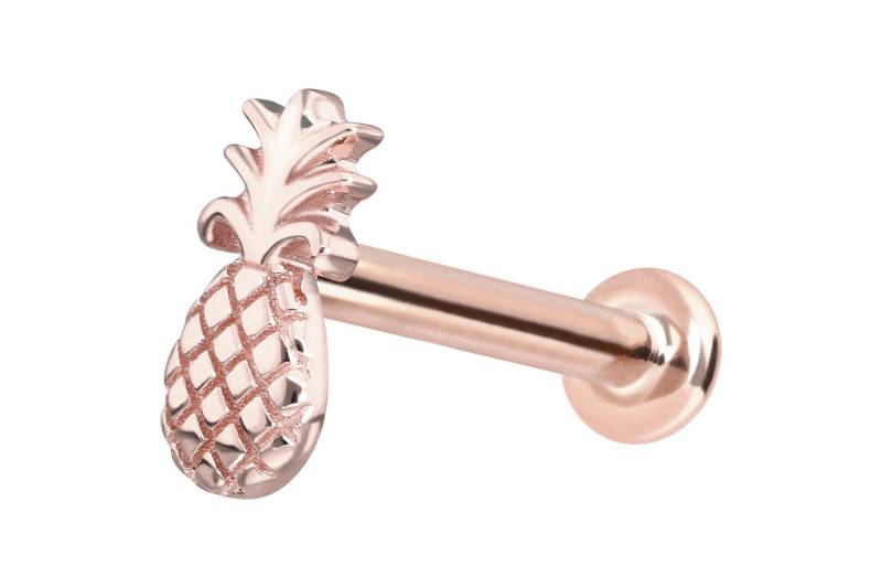 14 Karat Gold Labret mit Push Fit ANANAS von Piercingline