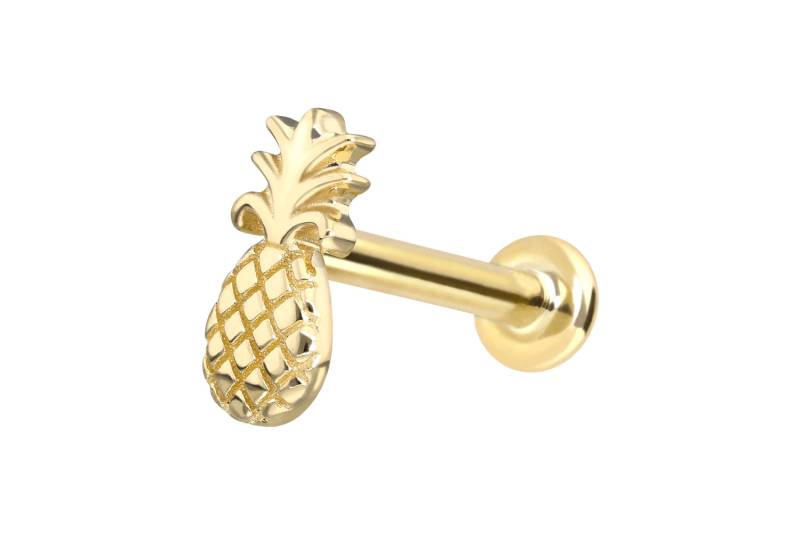 14 Karat Gold Labret mit Push Fit ANANAS von Piercingline