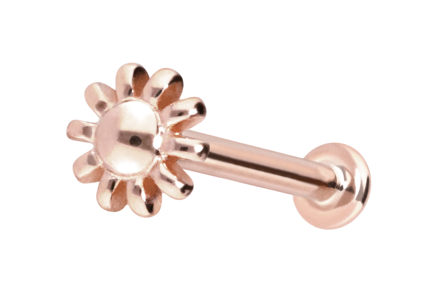 14 Karat Gold Labret mit Push Fit BLUME von Piercingline