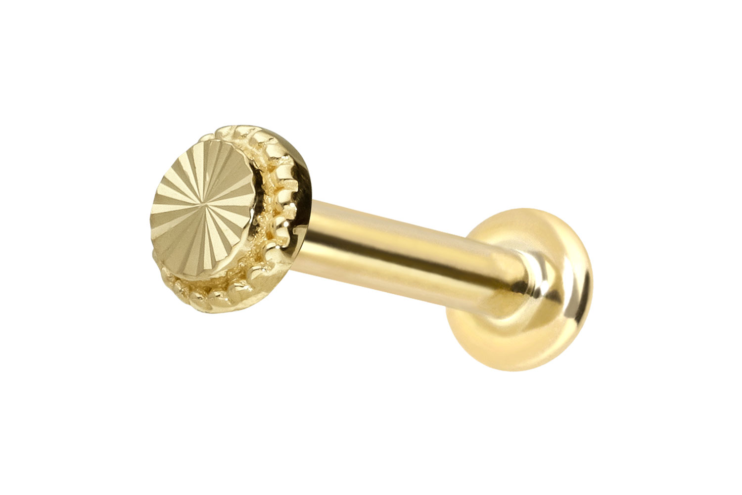 14 Karat Gold Labret mit Push Fit DISC von Piercingline