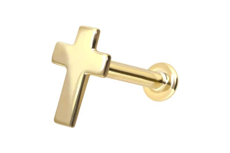 14 Karat Gold Labret mit Push Fit KREUZ von Piercingline