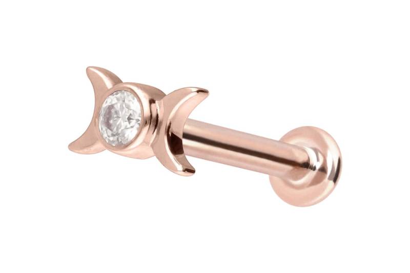 14 Karat Gold Labret mit Push Fit MOISSANIT + 2 MONDE von Piercingline