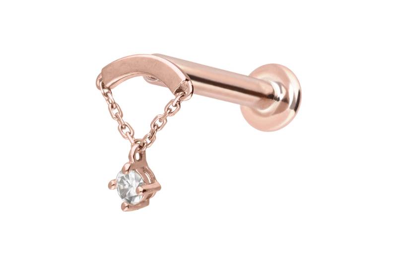 14 Karat Gold Labret mit Push Fit MOISSANIT + BOGEN + KETTE von Piercingline