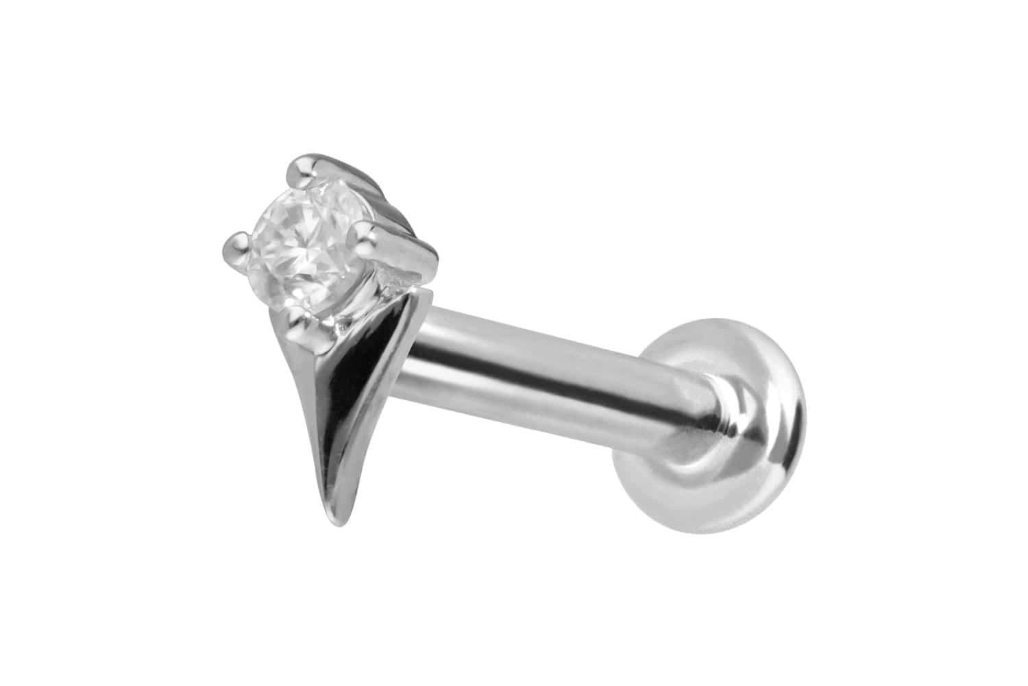 14 Karat Gold Labret mit Push Fit MOISSANIT + PFEILSPITZE von Piercingline