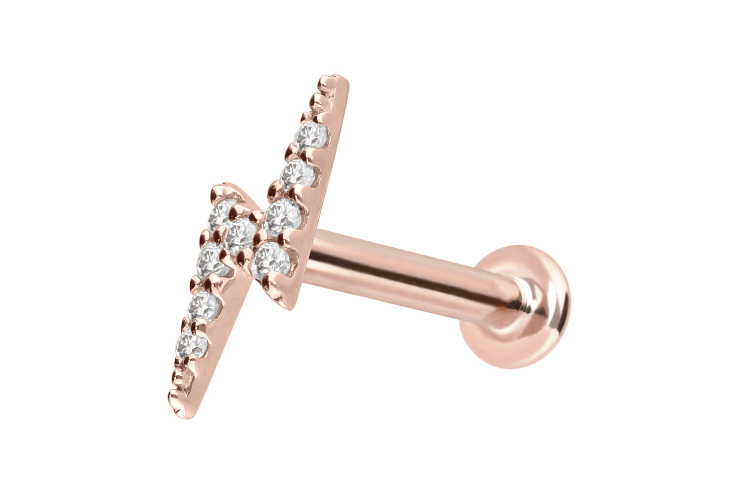 14 Karat Gold Labret mit Push Fit MOISSANIT-BLITZ von Piercingline