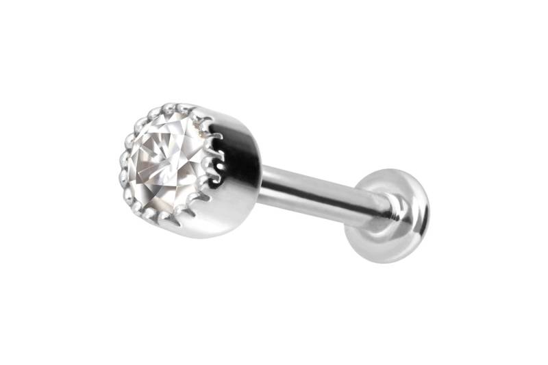 14 Karat Gold Labret mit Push Fit MOISSANIT-DISC von Piercingline
