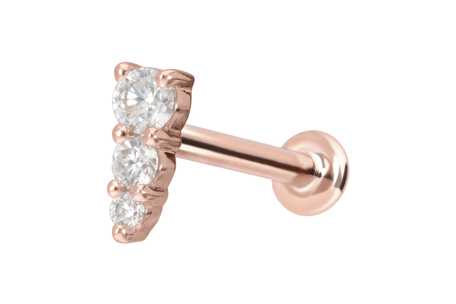 14 Karat Gold Labret mit Push Fit MOISSANIT-EISZAPFEN von Piercingline
