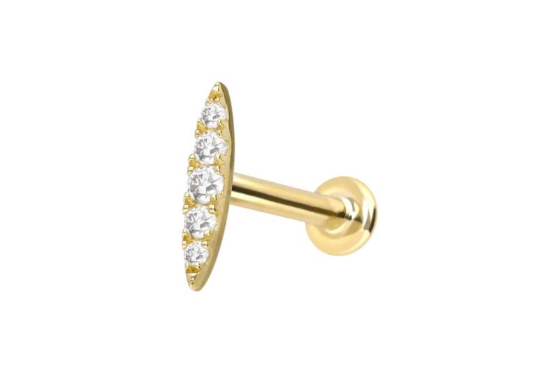 14 Karat Gold Labret mit Push Fit MOISSANIT-OVAL von Piercingline