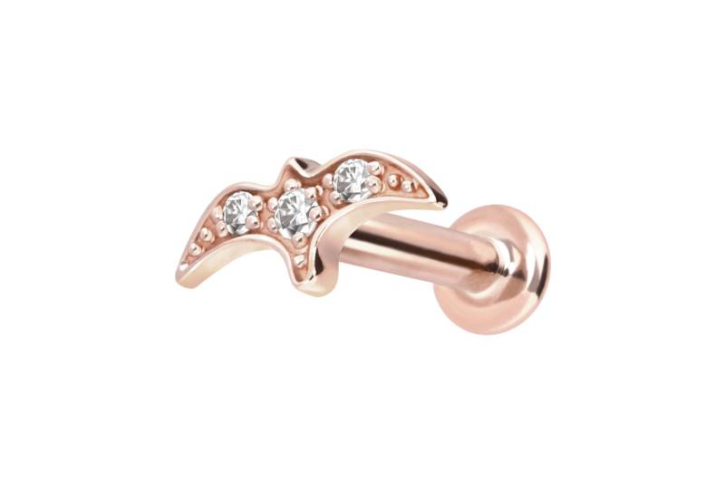14 Karat Gold Labret mit Push Fit MOISSANIT-SCHWALBE von Piercingline