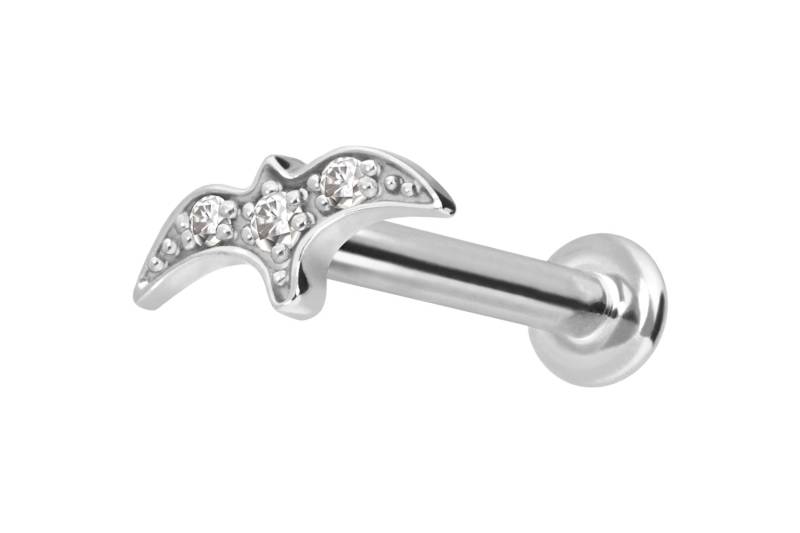 14 Karat Gold Labret mit Push Fit MOISSANIT-SCHWALBE von Piercingline