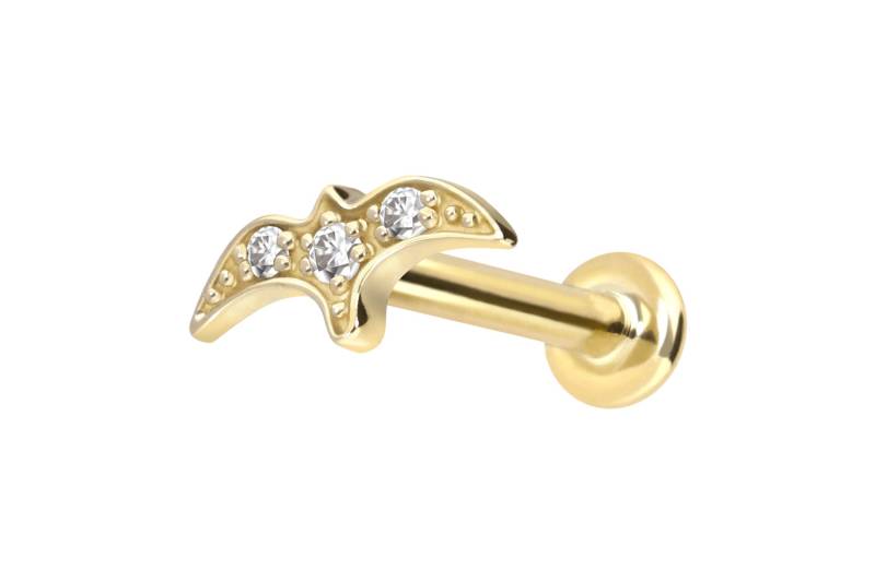 14 Karat Gold Labret mit Push Fit MOISSANIT-SCHWALBE von Piercingline