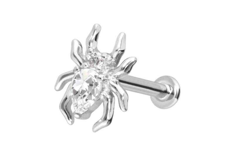 14 Karat Gold Labret mit Push Fit MOISSANIT-SPINNE von Piercingline