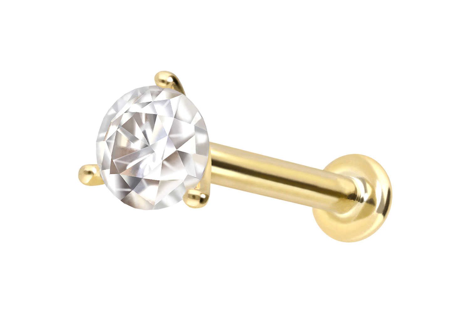 14 Karat Gold Labret mit Push Fit MOISSANIT von Piercingline