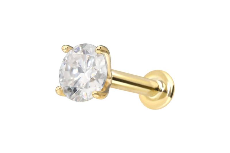 14 Karat Gold Labret mit Push Fit MOISSANIT von Piercingline