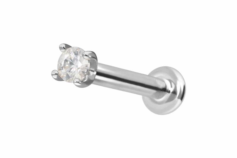 14 Karat Gold Labret mit Push Fit MOISSANIT von Piercingline
