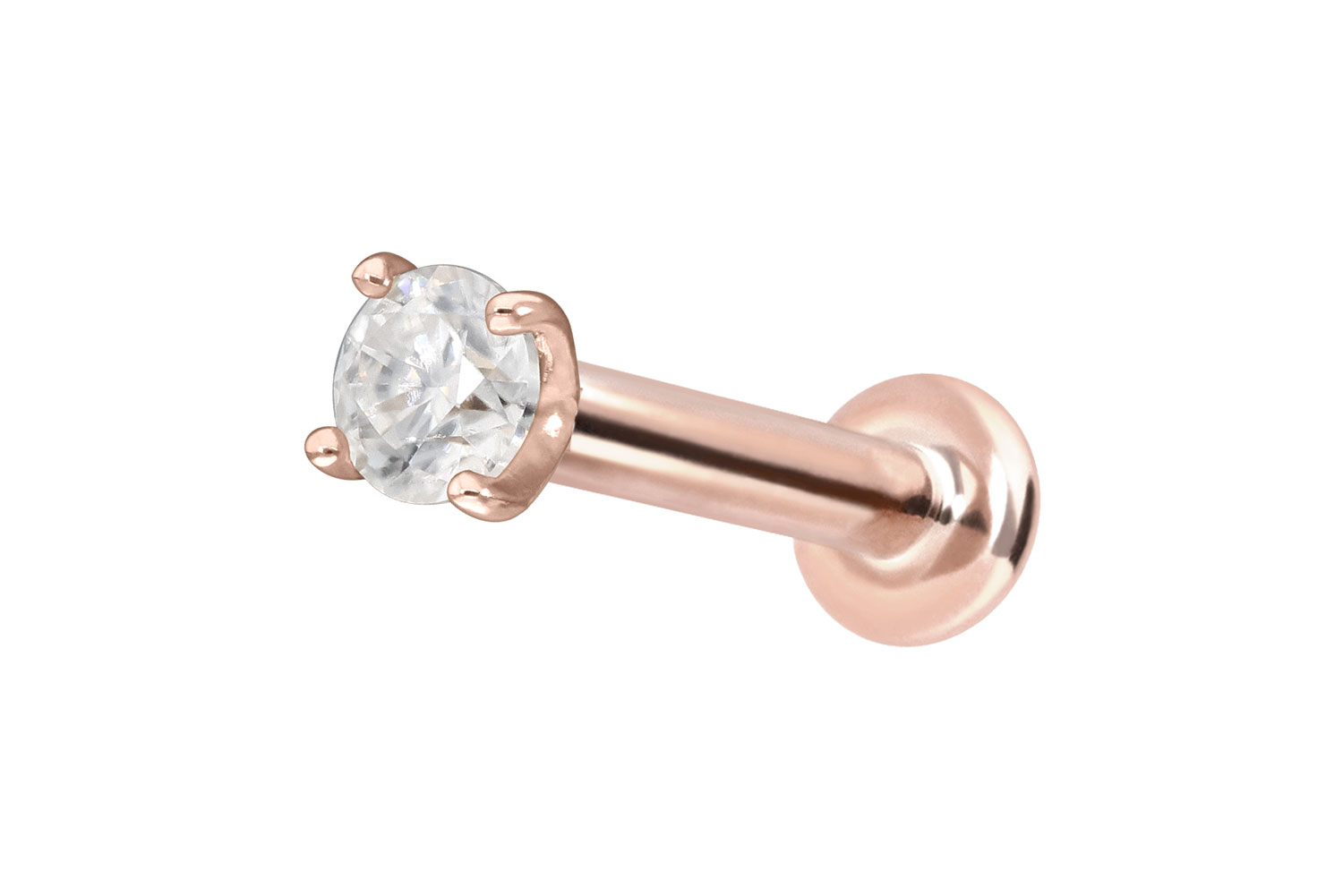 14 Karat Gold Labret mit Push Fit MOISSANIT von Piercingline