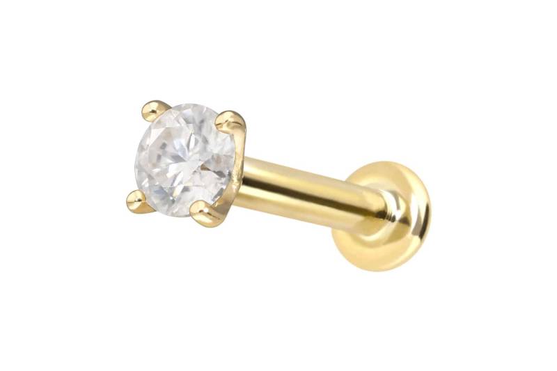 14 Karat Gold Labret mit Push Fit MOISSANIT von Piercingline