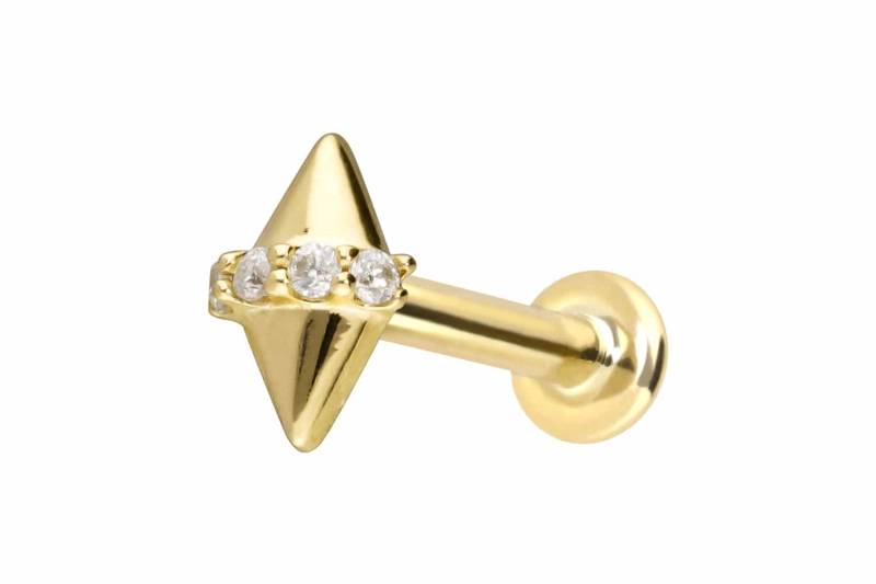 14 Karat Gold Labret mit Push Fit MOISSANITE + 2 SPITZEN von Piercingline