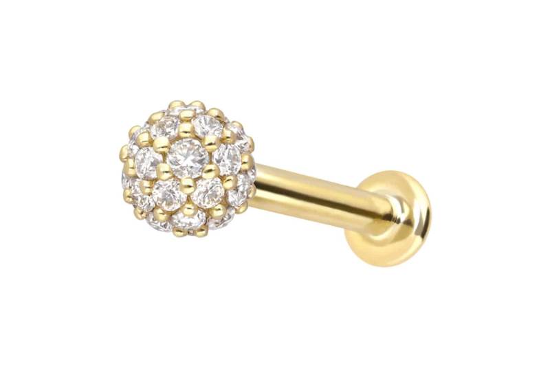 14 Karat Gold Labret mit Push Fit MULTI-MOISSANIT von Piercingline