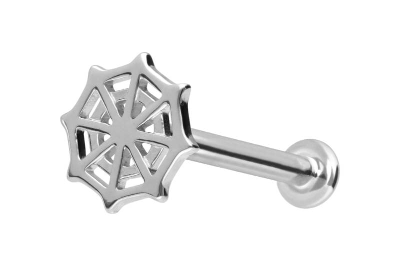14 Karat Gold Labret mit Push Fit SPINNENNETZ von Piercingline