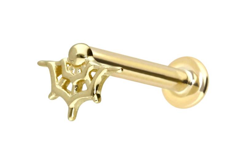 14 Karat Gold Labret mit Push Fit SPINNENNETZ von Piercingline