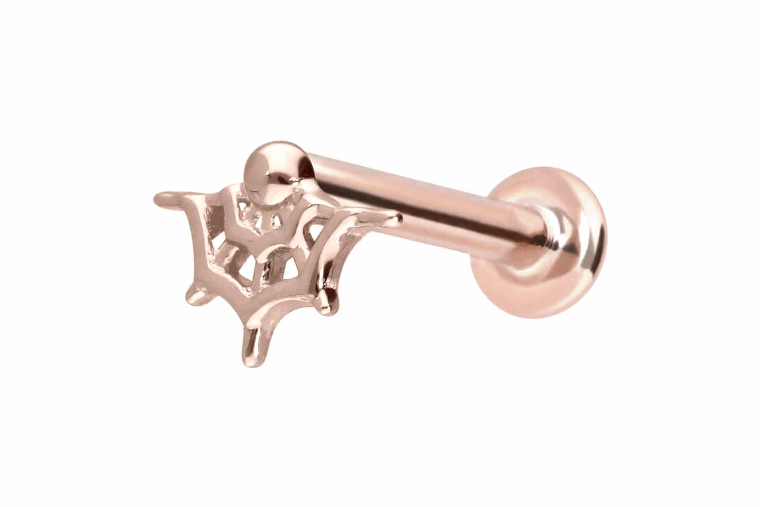 14 Karat Gold Labret mit Push Fit SPINNENNETZ von Piercingline