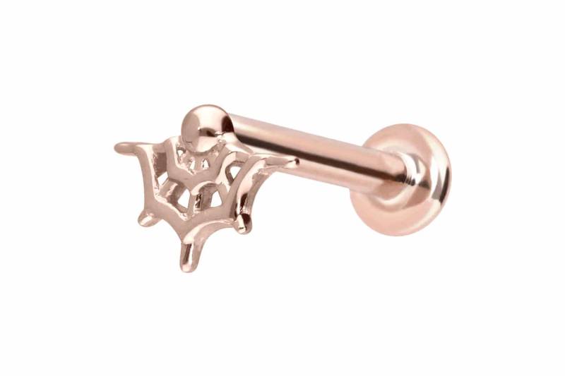 14 Karat Gold Labret mit Push Fit SPINNENNETZ von Piercingline