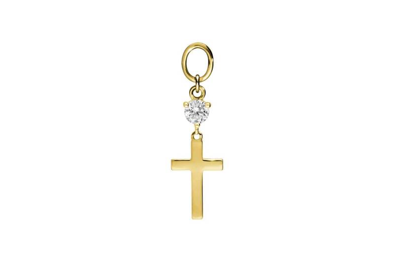 18 Karat Gold Anhänger für Clicker KREUZ + KRISTALL von Piercingline