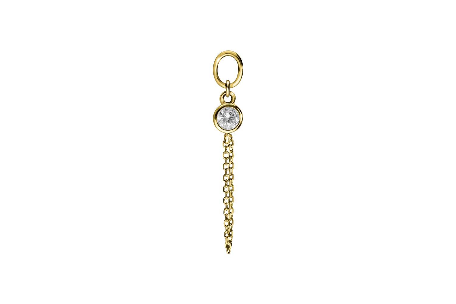 18 Karat Gold Anhänger für Clicker KRISTALL + KETTE von Piercingline