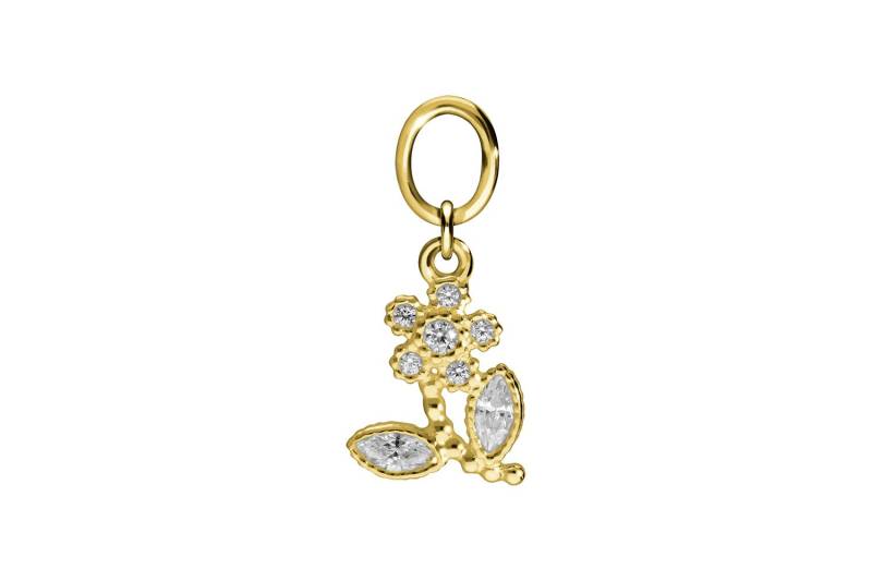 18 Karat Gold Anhänger für Clicker KRISTALLBLUME von Piercingline