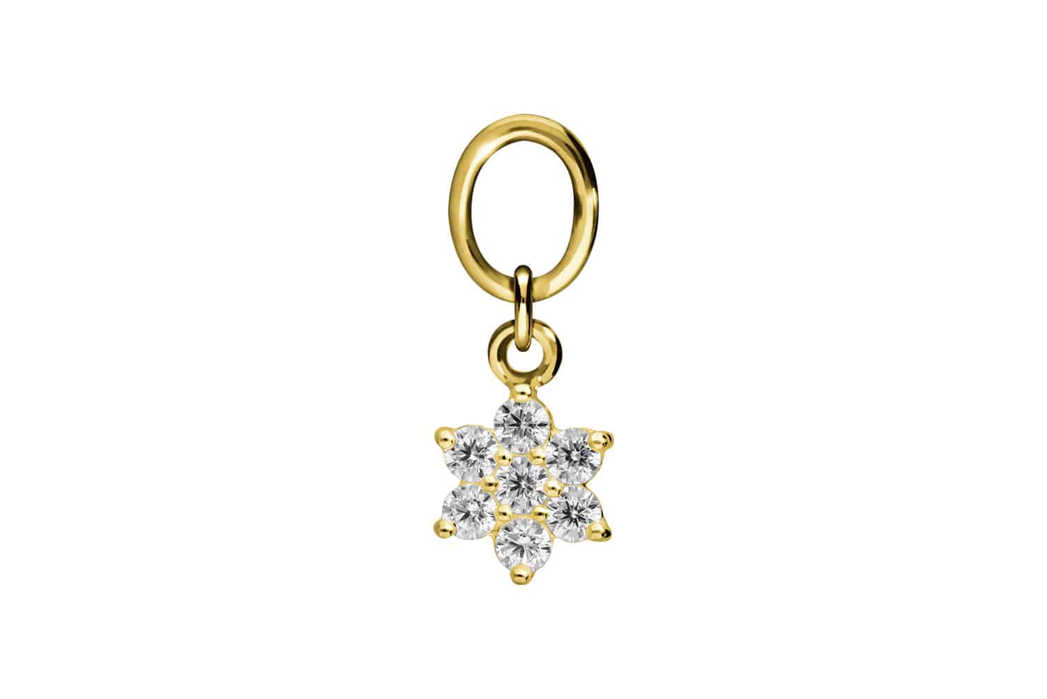 18 Karat Gold Anhänger für Clicker KRISTALLBLUME von Piercingline