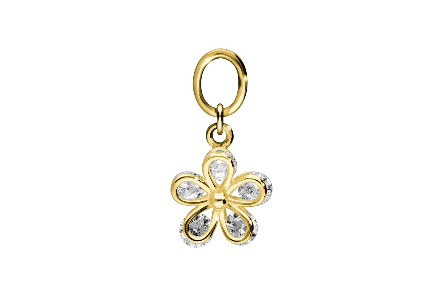 18 Karat Gold Anhänger für Clicker KRISTALLBLUME von Piercingline