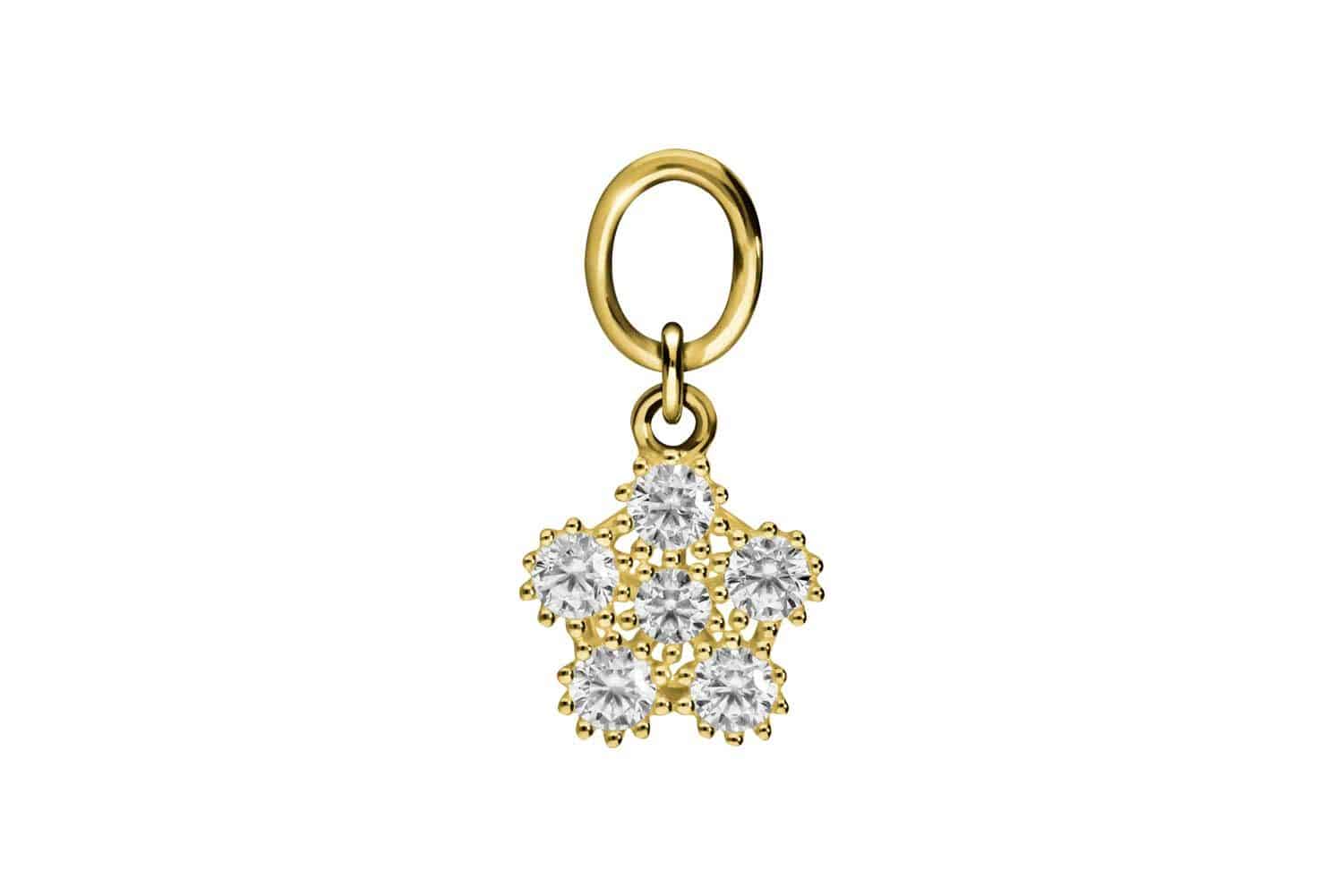 18 Karat Gold Anhänger für Clicker KRISTALLBLUME von Piercingline