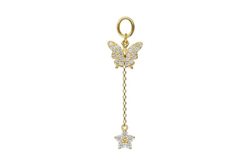 18 Karat Gold Anhänger für Clicker KRISTALLSCHMETTERLING + KRISTALLBLUME von Piercingline