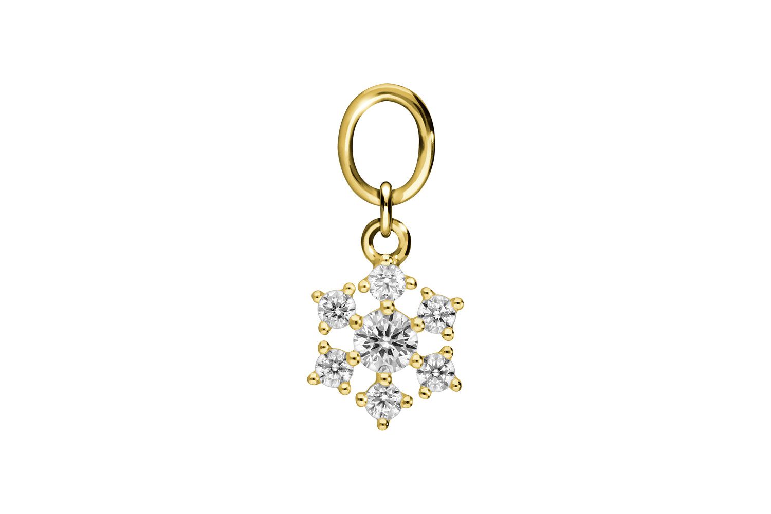 18 Karat Gold Anhänger für Clicker SCHNEEFLOCKE von Piercingline