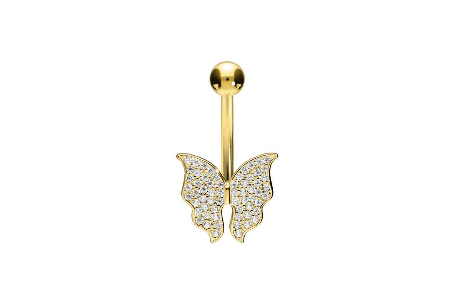 18 Karat Gold Bananabell KRISTALLSCHMETTERLING von Piercingline