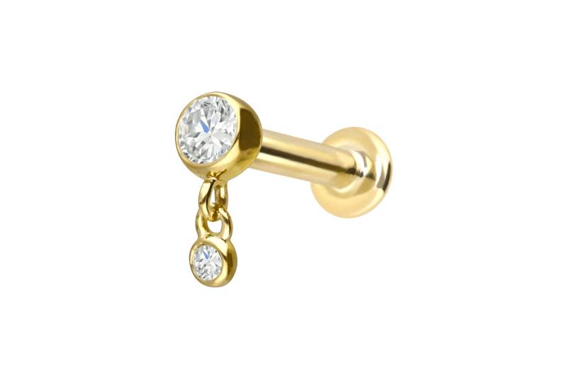 18 Karat Gold Labret mit Innengewinde 2 DIAMANTEN von Piercingline