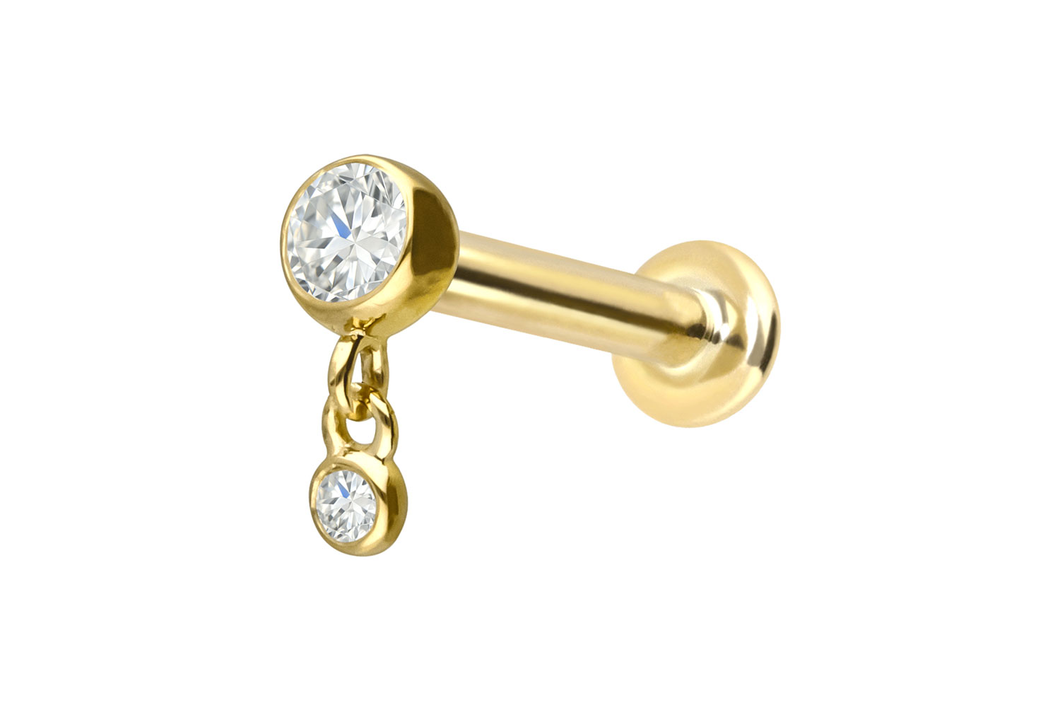 18 Karat Gold Labret mit Innengewinde 2 DIAMANTEN von Piercingline