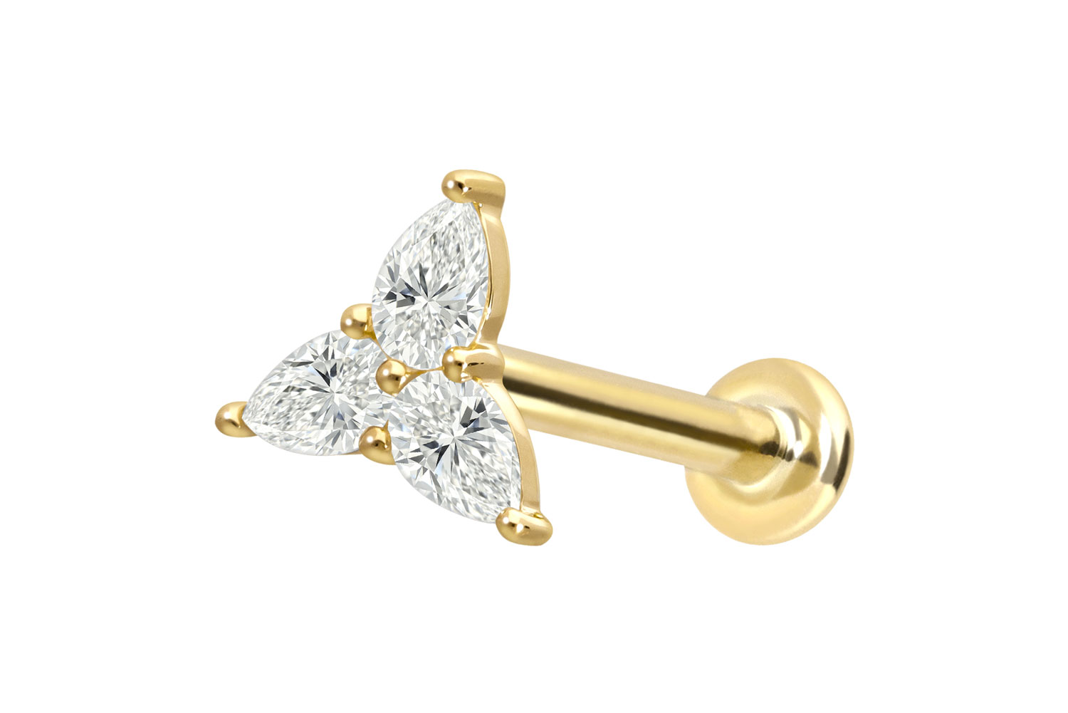 18 Karat Gold Labret mit Innengewinde DIAMANT-BLUME 18 Karat Gold Labret mit Innengewinde DIAMANT-BLUME von Piercingline