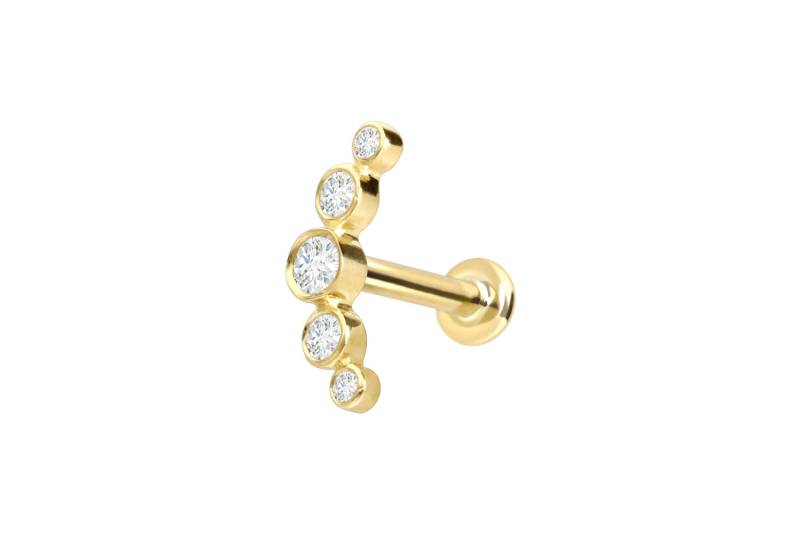 18 Karat Gold Labret mit Innengewinde DIAMANT-BOGEN von Piercingline