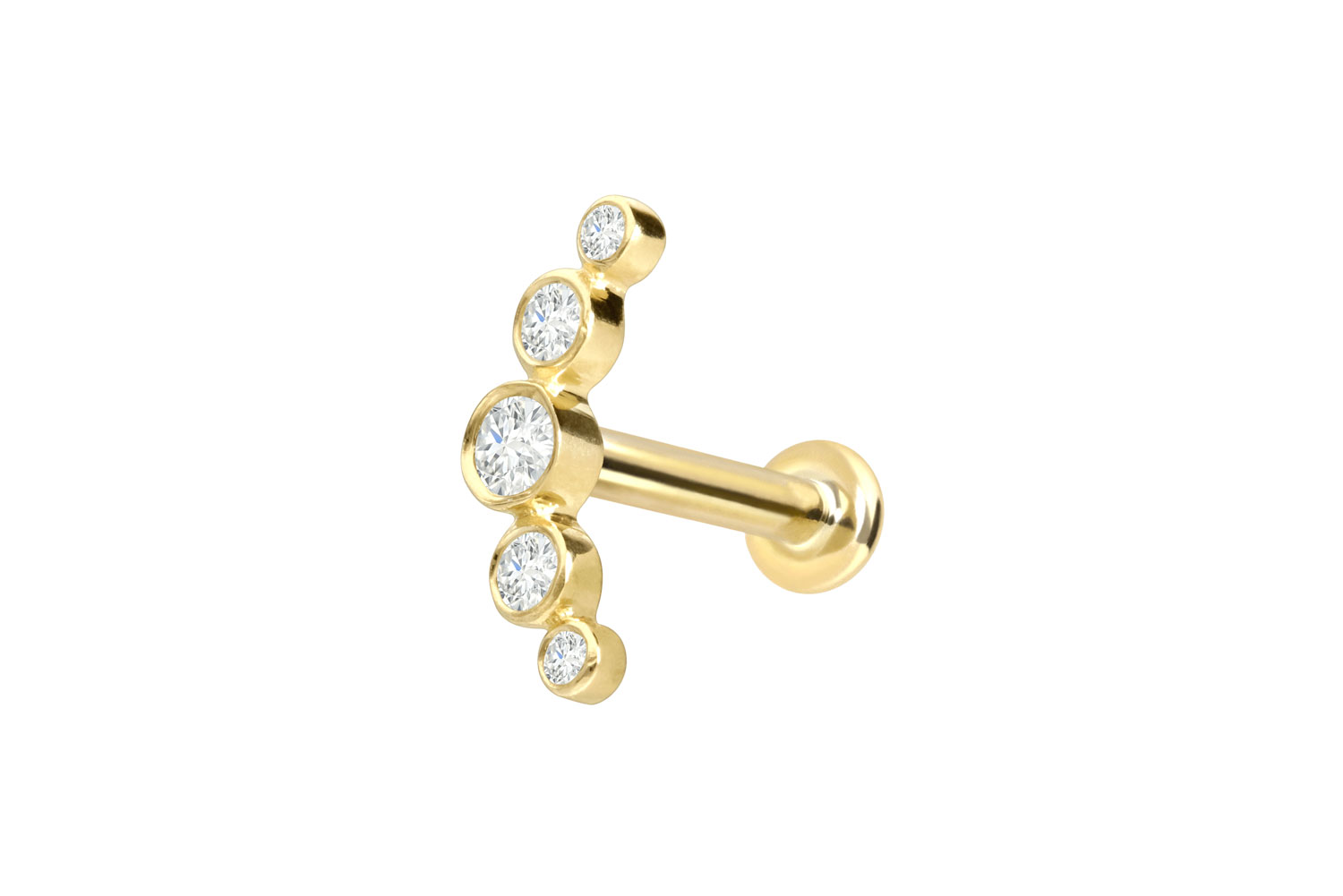 18 Karat Gold Labret mit Innengewinde DIAMANT-BOGEN von Piercingline