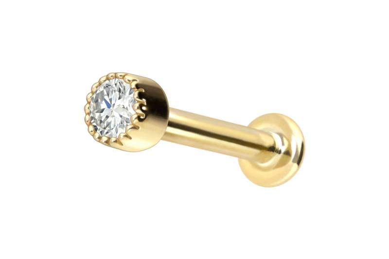 18 Karat Gold Labret mit Innengewinde DIAMANT-DISC von Piercingline
