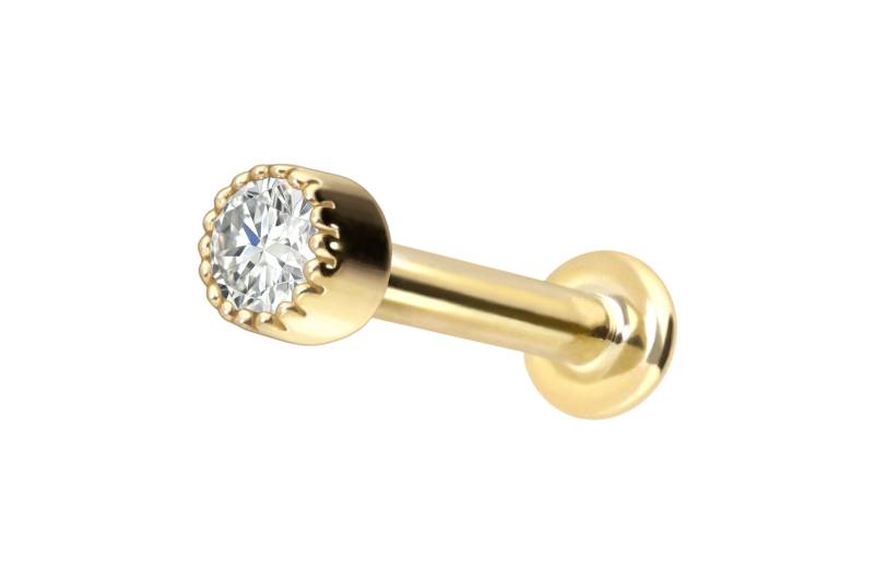 18 Karat Gold Labret mit Innengewinde DIAMANT-DISC von Piercingline