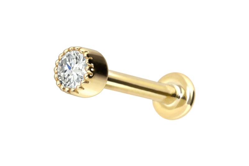 18 Karat Gold Labret mit Innengewinde DIAMANT-DISC von Piercingline