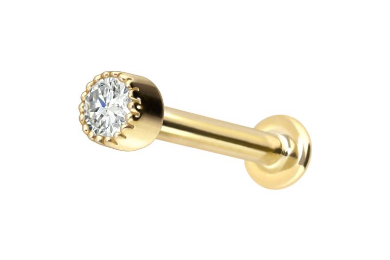 18 Karat Gold Labret mit Innengewinde DIAMANT-DISC von Piercingline