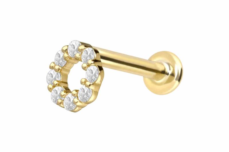 18 Karat Gold Labret mit Innengewinde DIAMANT-KREIS von Piercingline